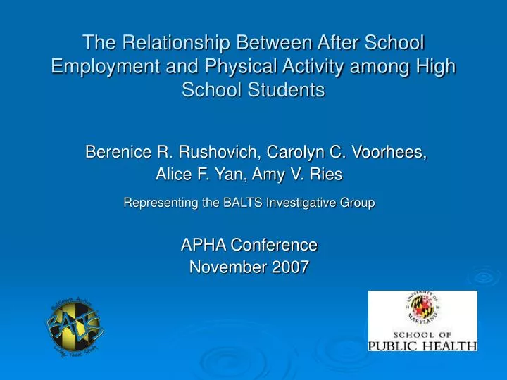 the relationship between after school employment and physical activity among high school students