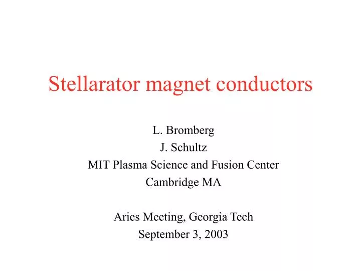 stellarator magnet conductors