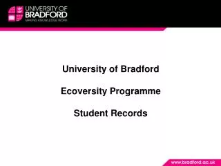 University of Bradford Ecoversity Programme Student Records