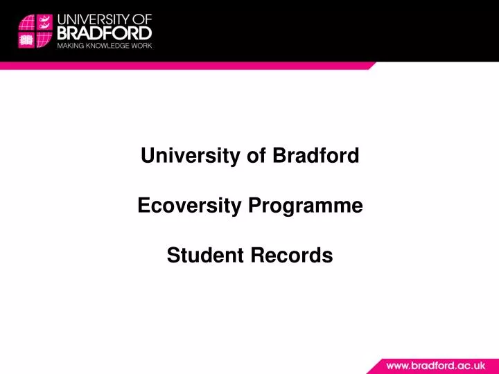 university of bradford ecoversity programme student records