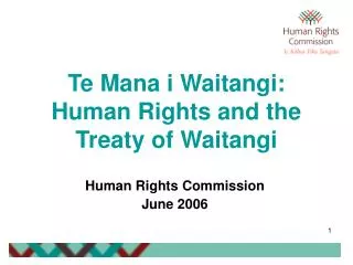 Te Mana i Waitangi: Human Rights and the Treaty of Waitangi