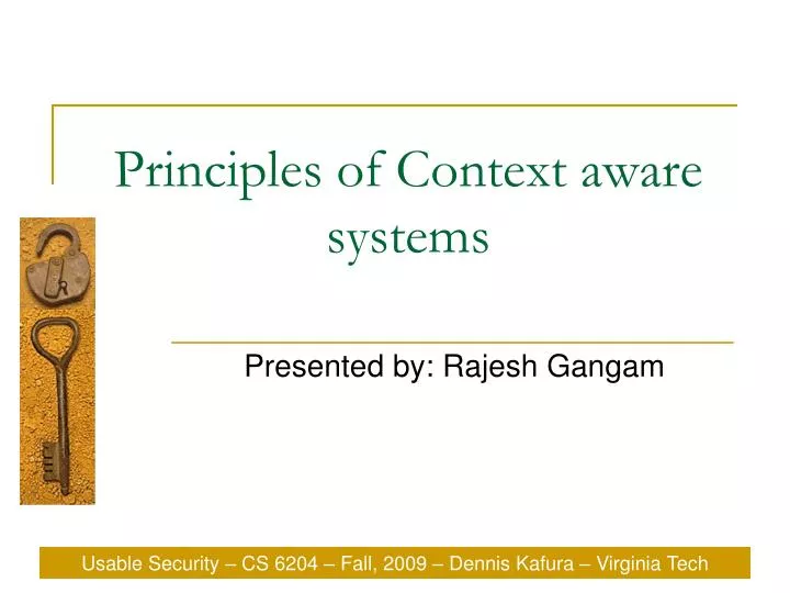 principles of context aware systems