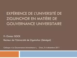 exp rience de l universit de ziguinchor en mati re de gouvernance universitaire