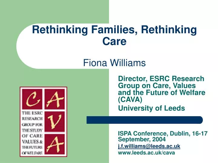 rethinking families rethinking care fiona williams