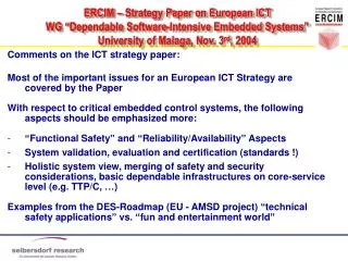 Comments on the ICT strategy paper: