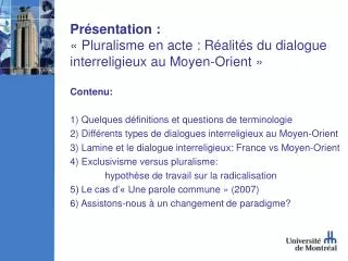 pr sentation pluralisme en acte r alit s du dialogue interreligieux au moyen orient