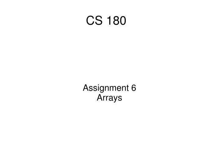 assignment 6 arrays