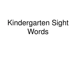 kindergarten sight words