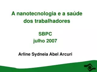 a nanotecnologia e a sa de dos trabalhadores