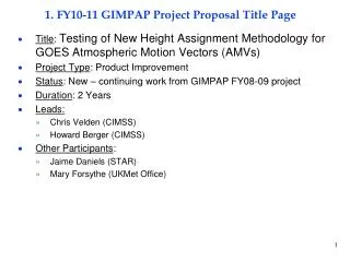 1. FY10-11 GIMPAP Project Proposal Title Page