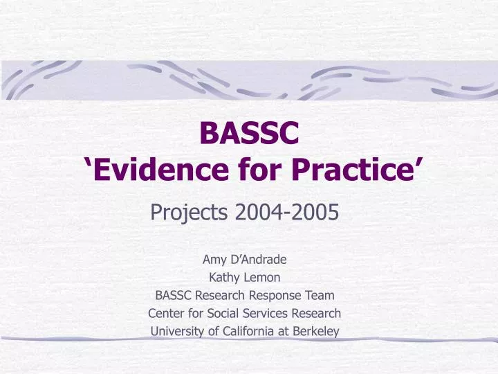 bassc evidence for practice
