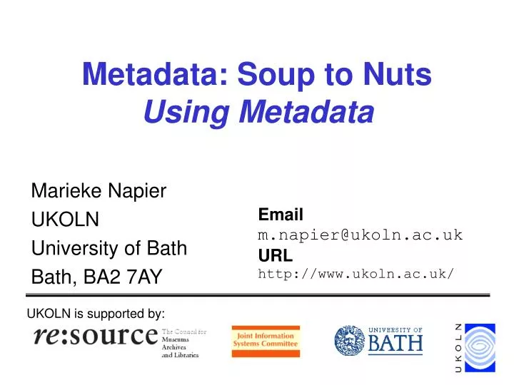 metadata soup to nuts using metadata