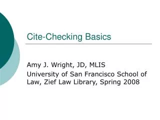 Cite-Checking Basics