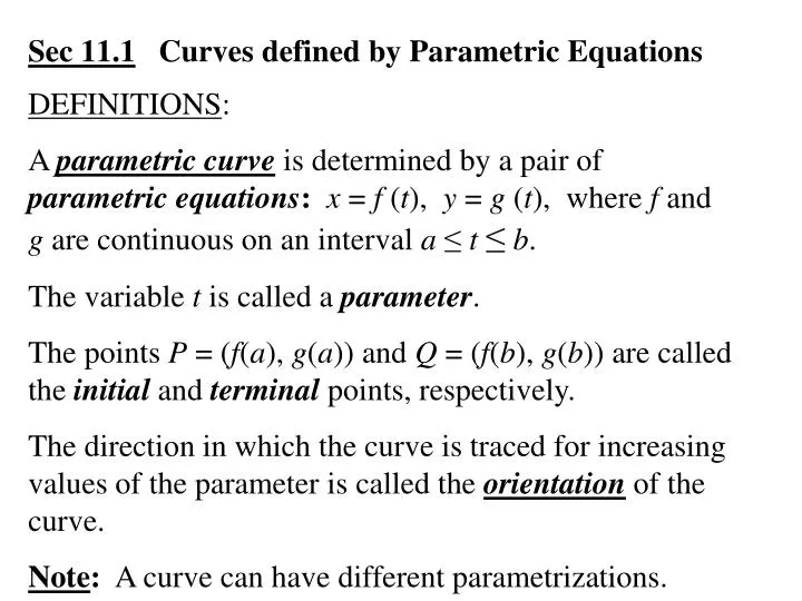 sec 11 1 curves defined by parametric equations