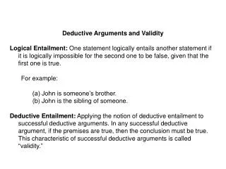 Deductive Arguments and Validity