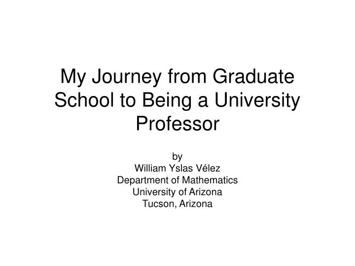 My Journey to Graduate School