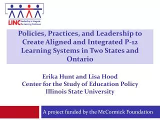 A project funded by the McCormick Foundation