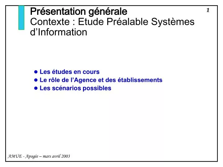 pr sentation g n rale contexte etude pr alable syst mes d information