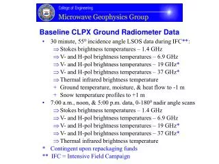 Baseline CLPX Ground Radiometer Data