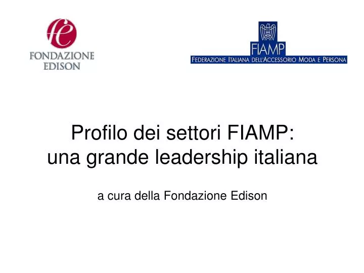 profilo dei settori fiamp una grande leadership italiana a cura della fondazione edison