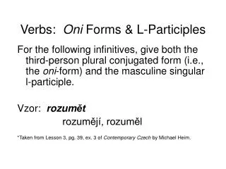 verbs oni forms l participles