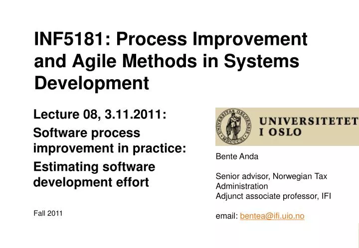 inf5181 process improvement and agile methods in systems development
