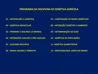 programa da disciplina de gen tica agr cola
