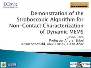 Demonstration of the Stroboscopic Algorithm for Non-Contact Characterization of Dynamic MEMS