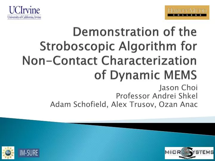 demonstration of the stroboscopic algorithm for non contact characterization of dynamic mems