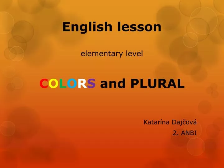 english lesson elementary level c o l o r s and plural