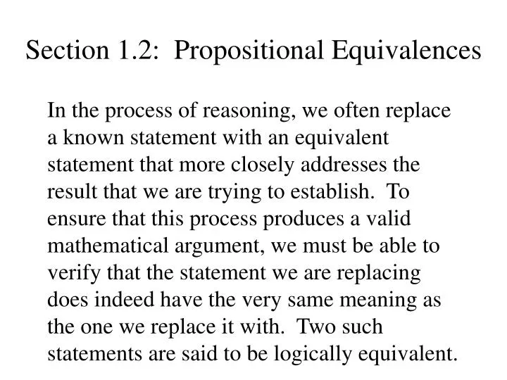 section 1 2 propositional equivalences