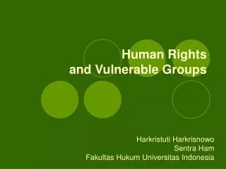Human Rights and Vulnerable Groups