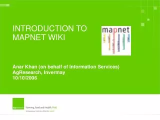 INTRODUCTION TO MAPNET WIKI