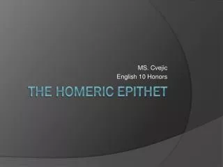 The homeric epithet