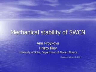 Mechanical stability of SWCN