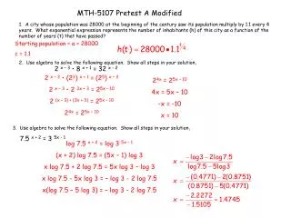 MTH-5107 Pretest A Modified