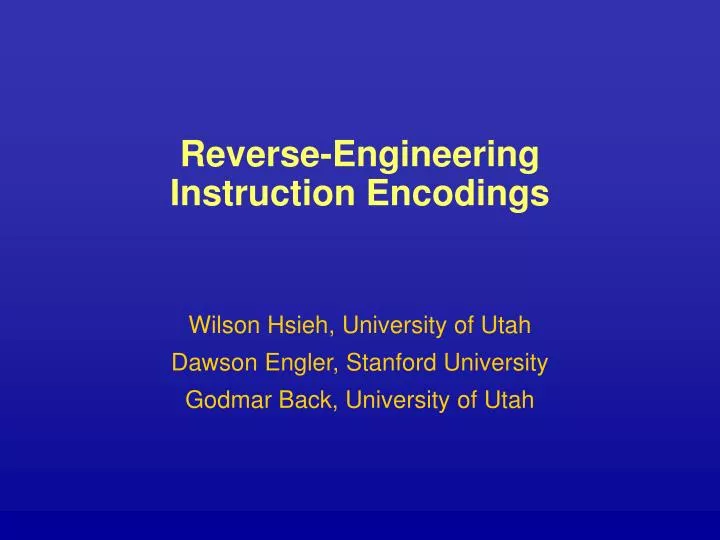 reverse engineering instruction encodings