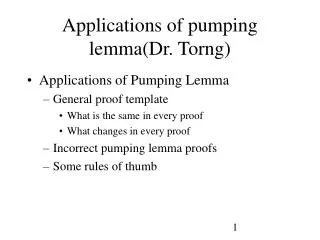 Applications of pumping lemma(Dr. Torng)