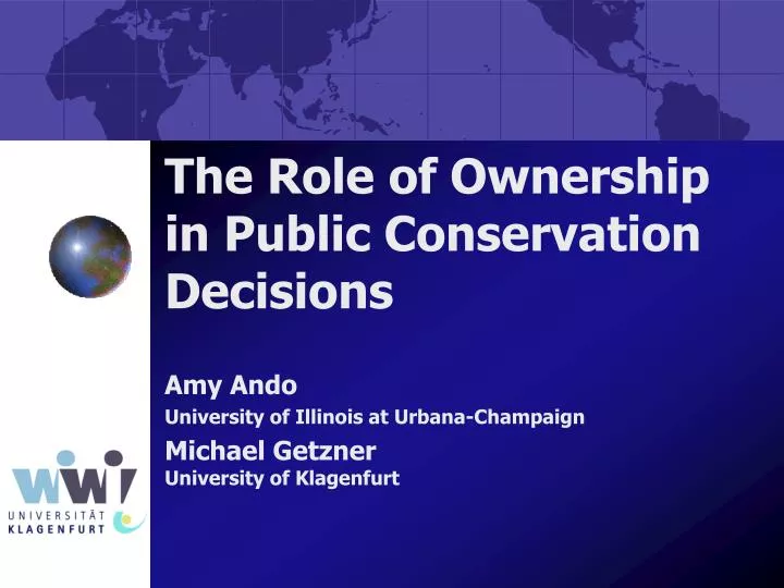 the role of ownership in public conservation decisions