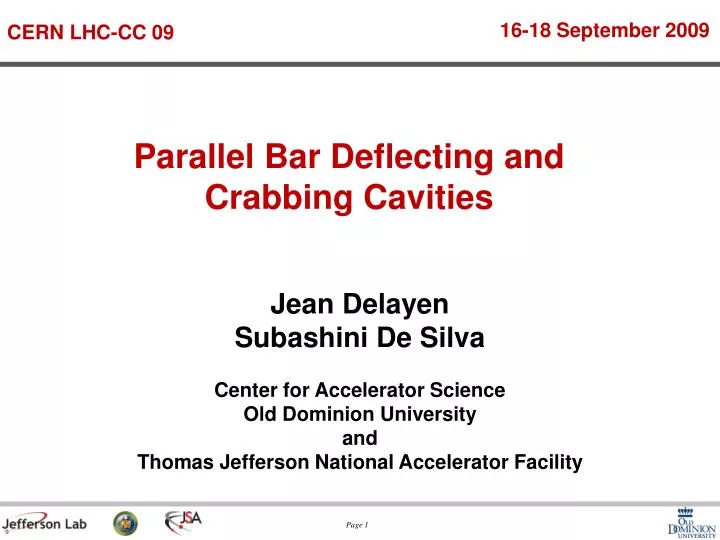 parallel bar deflecting and crabbing cavities
