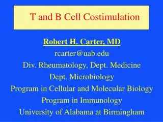 T and B Cell Costimulation