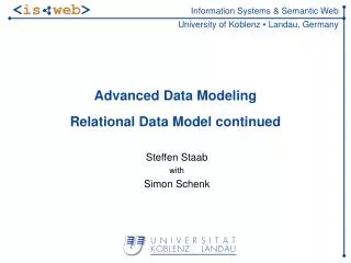 Advanced Data Modeling Relational Data Model continued