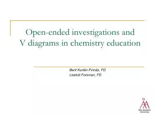 Open-ended investigations and V diagrams in chemistry education