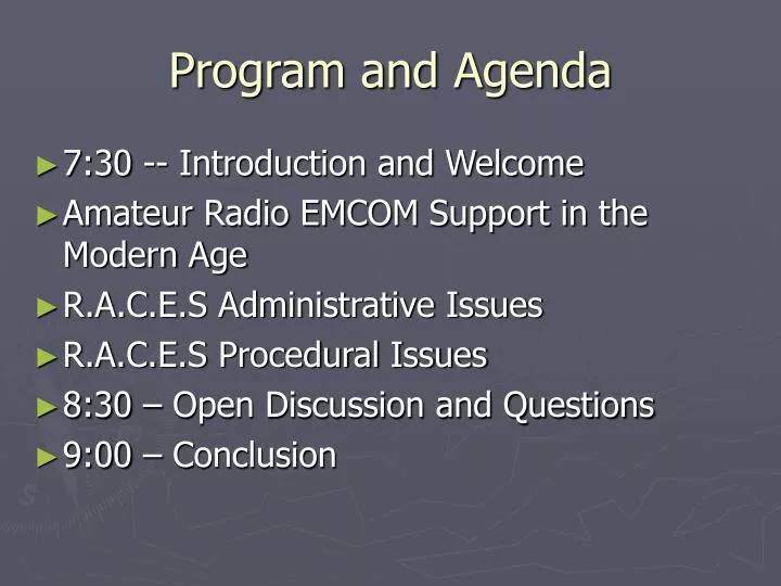 program and agenda