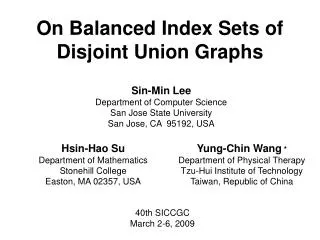 On Balanced Index Sets of Disjoint Union Graphs