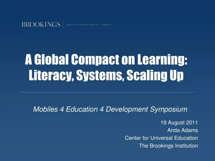 a global compact on learning literacy systems scaling up