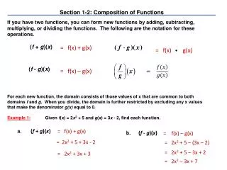 Section 1-2: Composition of Functions