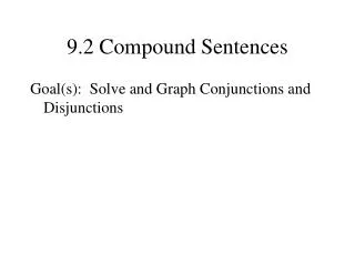 9.2 Compound Sentences