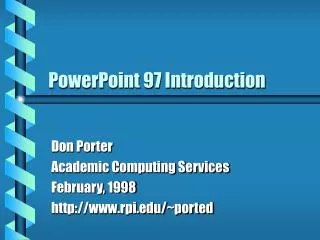 PowerPoint 97 Introduction