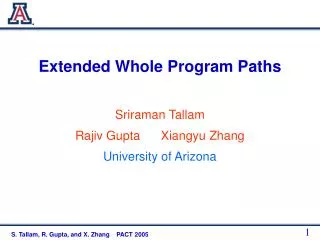 Extended Whole Program Paths